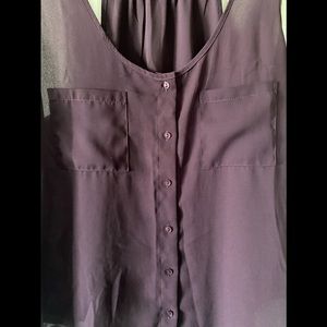 Garage - Plum Sheer Button Down Blouse